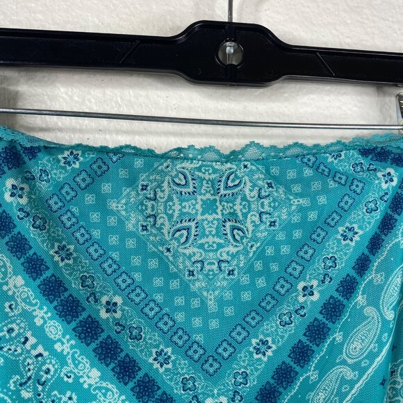 No Boundaries Women's Bandana Y2K Paisley Mesh Maxi Fairy Skirt Blue Size L - Picture 8 of 10